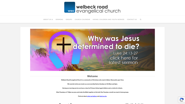 Screenshot of the Welbeck Road Independent Evangelical Church website