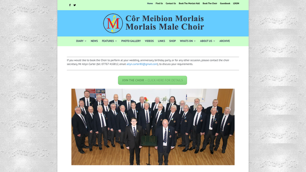 Screenshot of the Cor Meibion Morlais website