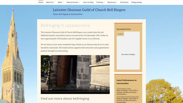 Screenshot of the Leicester Diocesan Guild Of Church Bell Ringers Restoration Fund website