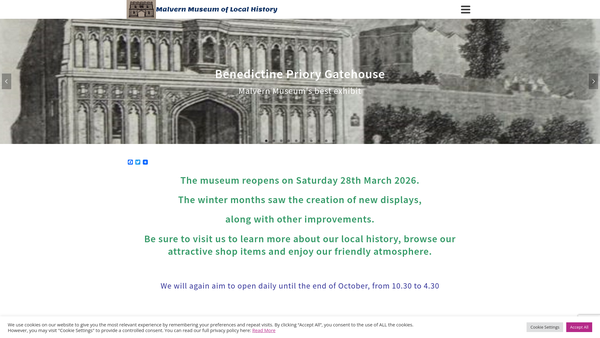 Screenshot of the The Malvern Museum Society Limited website