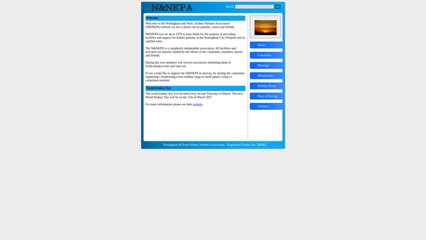 Screenshot of the The Nottingham And Notts Kidney Patients Association website