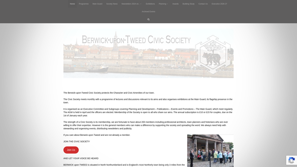 Screenshot of the The Berwick-Upon-Tweed Civic Society website