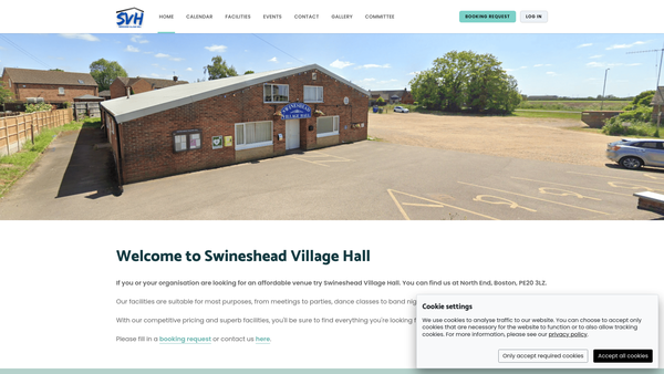 Screenshot of the Swineshead Village Hall website