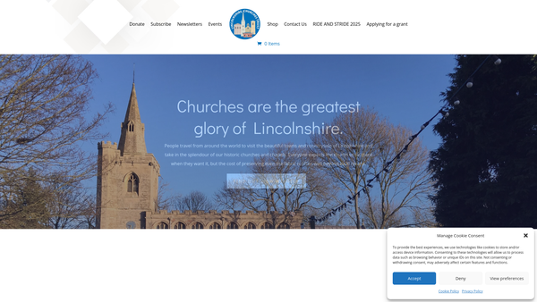Screenshot of the Lincolnshire Churches Trust website