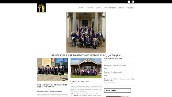 Screenshot of the Swinton And District Excelsior Band website