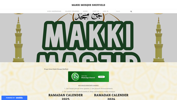 Screenshot of the Makki Mosque Organisation, Sheffield website