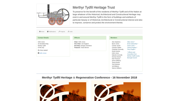 Screenshot of the Merthyr Tydfil Heritage Trust Limited website