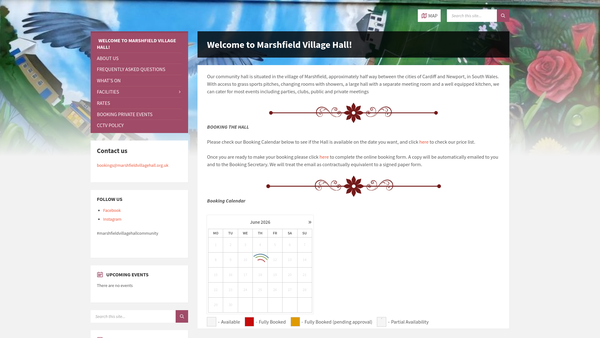 Screenshot of the Marshfield Village Hall website