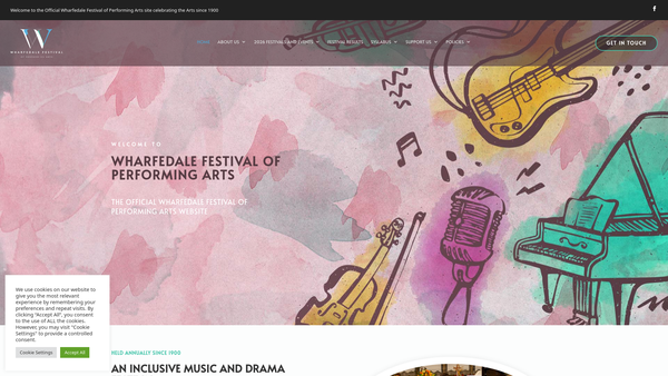 Screenshot of the Wharfedale Festival Of Performing Arts website