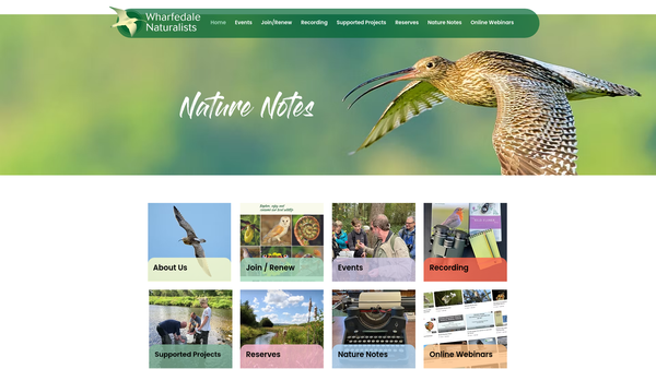 Screenshot of the Wharfedale Naturalists Society website