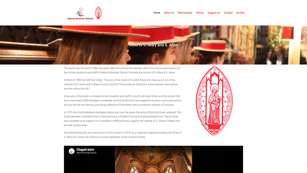 Screenshot of the Guild Of St Mary And St Anne Special Charitable Trust website