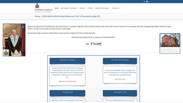 Screenshot of the The Scarsdale Lodge No 681 Benevolent Fund website