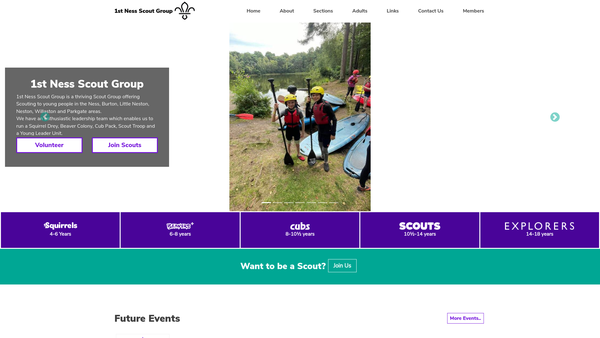 Screenshot of the 1st Ness Scout Group website