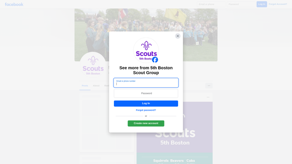 Screenshot of the 5th Boston Scout Group website