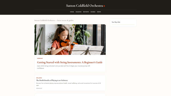 Screenshot of the The Royal Sutton Coldfield Orchestra website