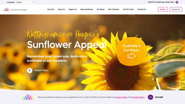 Screenshot of the The Nottinghamshire Hospice Limited website