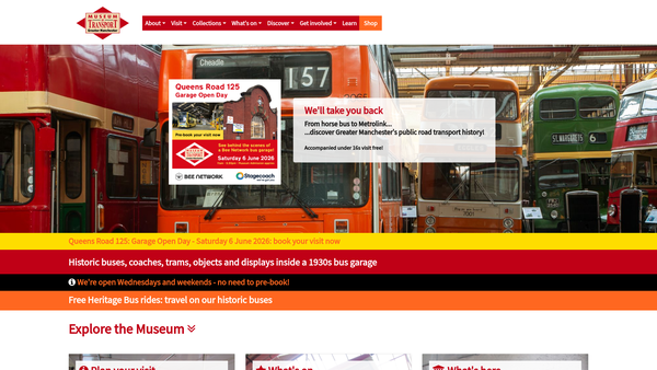 Screenshot of the The Greater Manchester Transport Society website