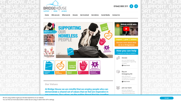 Screenshot of the Stockton Churches Mission To The Single Homeless Limited website