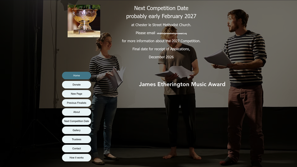 Screenshot of the The James Etherington Award website