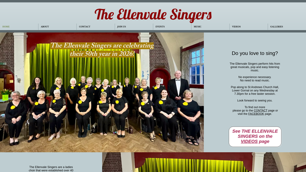 Screenshot of the Ellenvale Singers website