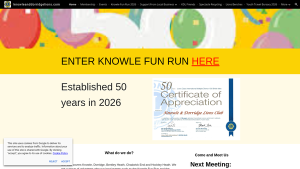 Screenshot of the Knowle And Dorridge Lions Club Charity Trust Fund website