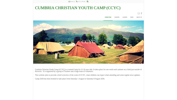 Screenshot of the The Cumbria Christian Youth Camp Trust website