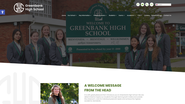 Screenshot of the Greenbank High School Parent Teacher Association website