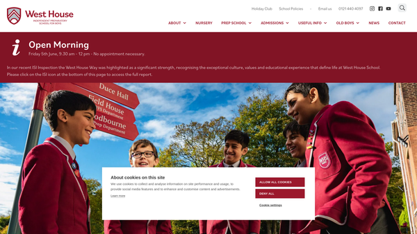 Screenshot of the West House School Parents Association website