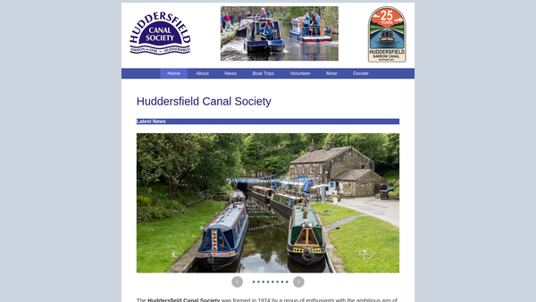 Screenshot of the Huddersfield Canal Society Limited website