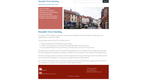 Screenshot of the Howden Civic Society website