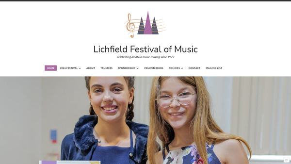 Screenshot of the Lichfield Festival Of Music Association website