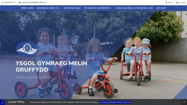 Screenshot of the Cymdeithas Rhieni Ac Athrawon Ysgol Gymraeg Melin Gruffydd Caerdydd / Ysgol Gymraeg Melin Gruffydd Parent Teachers Association Cardiff website