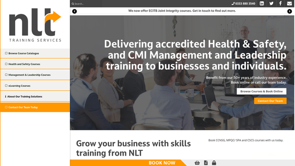 Screenshot of the Nlt Training Services Limited website