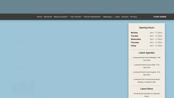 Screenshot of the Lingdale Village Hall website