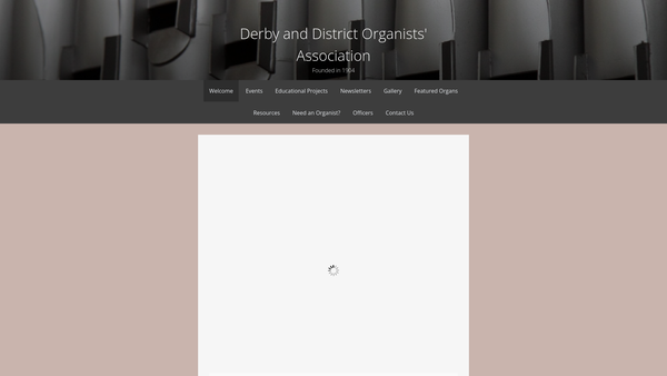 Screenshot of the Derby And District Organists' Association website