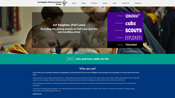 Screenshot of the 1st Keighley Scout Group website