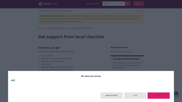 Screenshot of the Walsall Wood (Former Allotment) Charity website