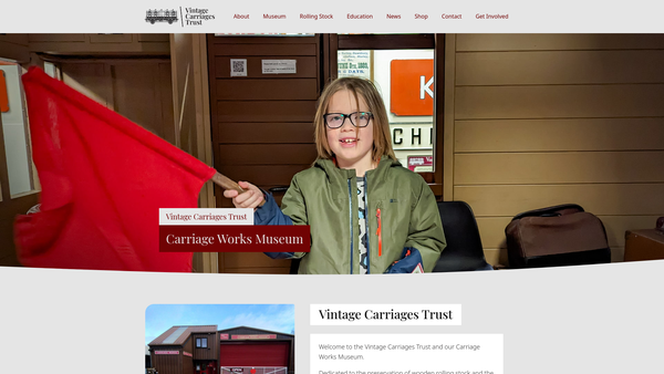 Screenshot of the Vintage Carriages Trust website