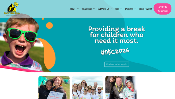 Screenshot of the Derby Kids' Camp website