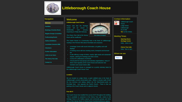 Screenshot of the Littleborough Coach House Trust Limited website