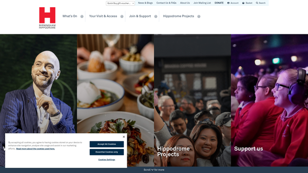 Screenshot of the Birmingham Hippodrome Theatre Trust Limited website