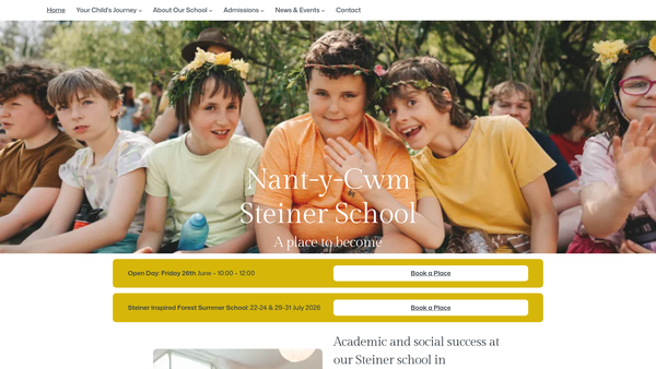 Screenshot of the Nant-Y-Cwm Steiner School Limited website
