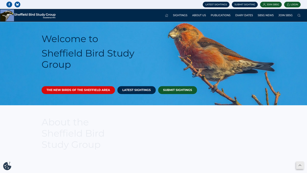 Screenshot of the Sheffield Bird Study Group website