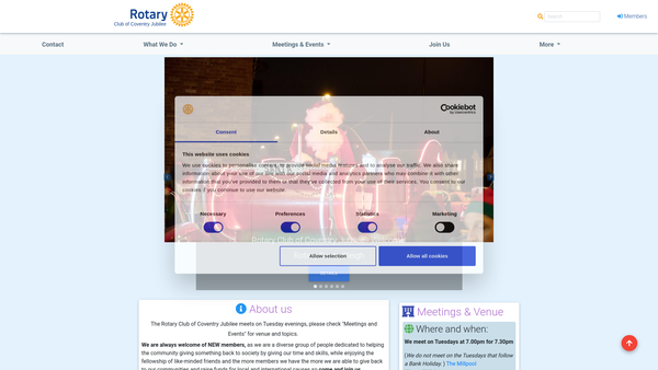 Screenshot of the The Rotary Club Of Coventry Jubilee Charity Fund website