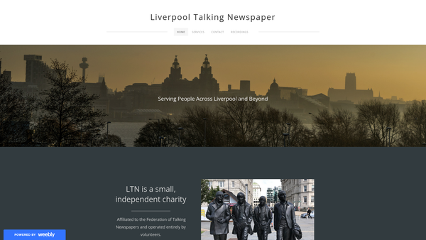 Screenshot of the Liverpool Talking Newspaper For The Blind website