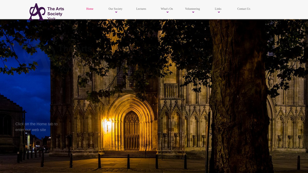 Screenshot of the The Arts Society York website