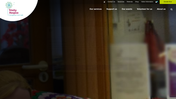 Screenshot of the Trinity Hospice And Palliative Care Services Ltd website