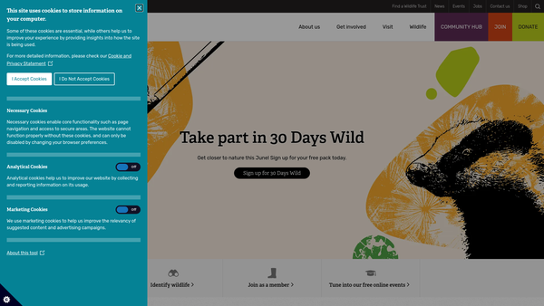 Screenshot of the Tees Valley Wildlife Trust Ltd website