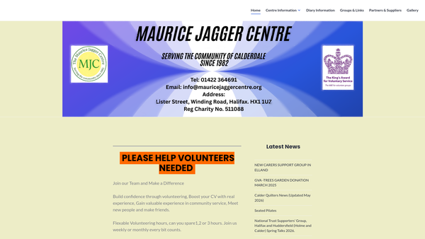 Screenshot of the The Maurice Jagger Centre For The Disabled And Elderly Of Calderdale website