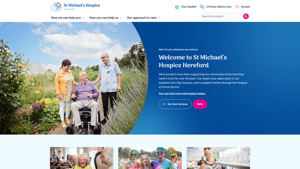 Screenshot of the St Michael's Hospice (Incorporating The Freda Pearce Foundation) website